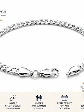 BR-03--925 Sterling Silver Noble Chain Bracelet 20cm